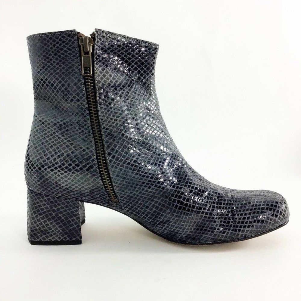 Ganni Python Snake Embossed Ankle Bootie Blue Wom… - image 4